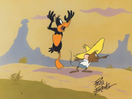 Looney Tunes Original Production Cel with Matching Drawing: Daffy Duck and Speedy Gonazales Fashion