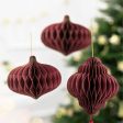 Paper Honeycomb Ornament Oval Deep Red 13cm Cheap