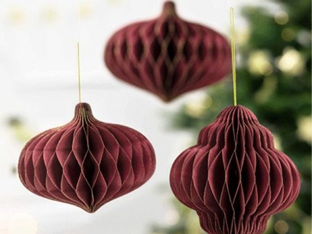 Paper Honeycomb Ornament Oval Deep Red 13cm Cheap