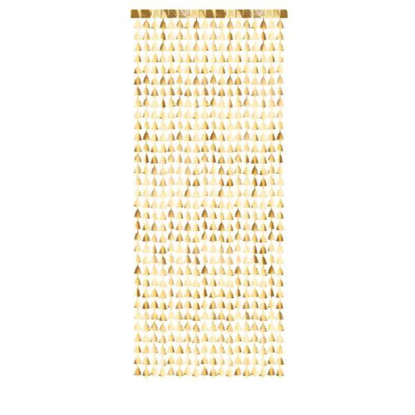 Christmas Trees Gold Party Curtain 100cm x 245cm Online Hot Sale