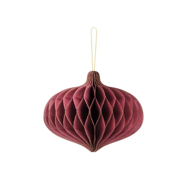 Paper Honeycomb Ornament Oval Deep Red 13cm Cheap