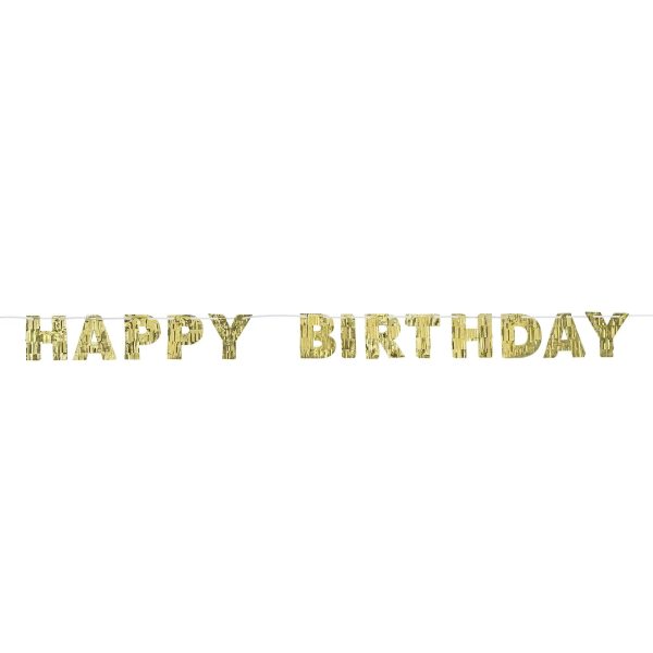 Golden Age Birthday Letter Banner Fringed, Foil Paper & Ribbon 7in For Discount