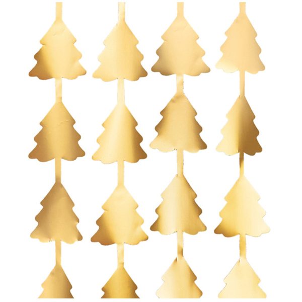 Christmas Trees Gold Party Curtain 100cm x 245cm Online Hot Sale