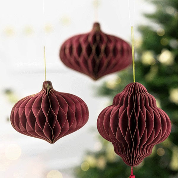 Paper Honeycomb Ornament Lantern Deep Red 13cm Online Hot Sale