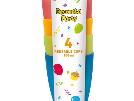 Coloured Semi Transparent Plastic Cups 220ml 4pcs Online now