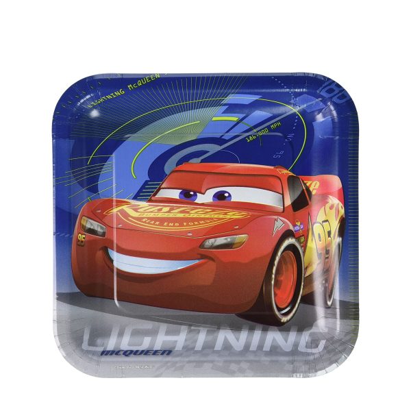 Cars 3 Square Paper Plates 9in, 8pcs For Discount