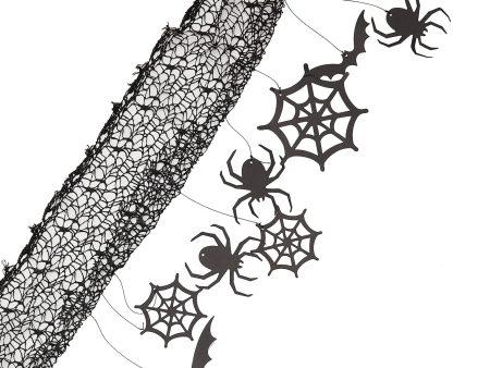 Halloween Backdrop with Hanging Spiders, Bats and Cobwebs Hot on Sale