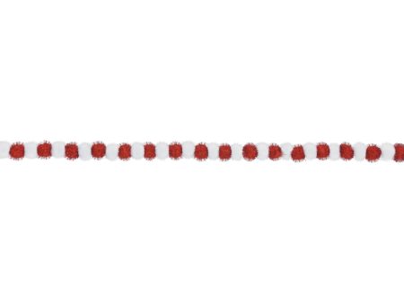 Pom Pom Tinsel Garland Red & White Sale