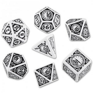 Dice Set - Steampunk Clock Work - White Black (7) Supply