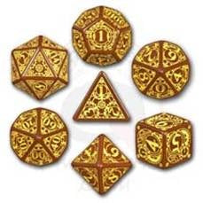 Dice Set - Steampunk - Brown Yellow (7) Fashion